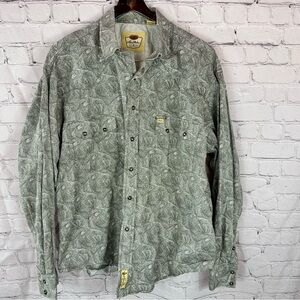 Larry Mahan Gray Paisley western pearl snap cowboy Shirt mens 3XL cotton